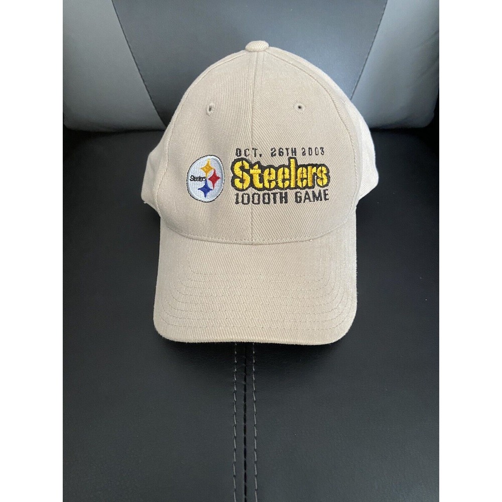 NFL Pittsburgh Steelers Adult Baseball Cap Hat Lightly Used Khaki 10,000th Game